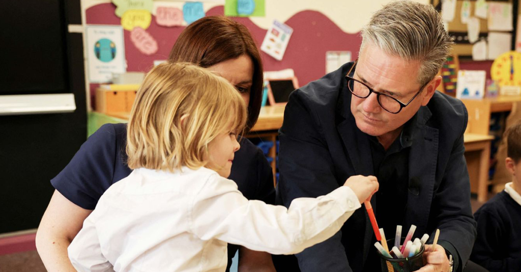 keir starmer in a school